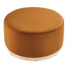 Modway - Tilden Grand Velours rond de performance de 29" Rembourré Ottoman - Rouille naturelle-Glissements au pied sans marquer