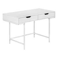 Monarch Specialties - 7554 Bureau 48 po L - Blanc/Metal Blanc-Bureau d'ordinateur au fini blanc avec 2 tiroirs de rangement avec larges poignées découpées et glissières de tiroir en métal