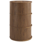 Modway - Clement Tribune ronde à piédestal Table de rangement avec portes coulissantes à tambour - Noyer-Assemblée requise