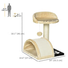 PawHut - arbre à griffer pour chat 18 po avec maison et jouet suspendu - beige-Charge maximale : 22 lb 