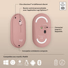 Logitech - Pebble Mouse 2 M350s fine sans fil Bluetooth, portable, légère, boutons personnalisables - Rose-Optez pour la durée: elle vous offre des heures d'utilisation, 2 ans d'autonomie et un mode d'économie d'énergie de mise en veille automatique pour une utilisation sans souci; pile incluse
