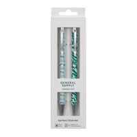 General Supply Goods + Co - Stylos Gel Torsadés - Motif Fleur Verte - Paquet de 2-Stylos gel à torsion avec encre noire