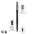 Stylo à bille roulante uni–ball – Micropointe (0,5 mm) – Noir − Paquet de 12-Pointe fine de 0,5 mm