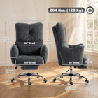 HOMCOM - Chaise de bureau ergonomique inclinable avec tissu flanelle neige - gris foncé-Hauteur réglable, fonction bascule et rotation à 360° pour adopter la posture qui vous convient