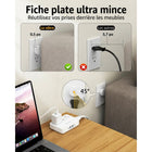 Huntkey - Multiprise avec cordon détachable, 3 prises et 4 ports USB - blanc, paquet de 2-Alimente jusqu'à 7 appareils à la fois avec 3 prises CA standard, 2 ports USB-C et 2 ports USB-A, éliminant ainsi le besoin de transporter plusieurs blocs de charge.