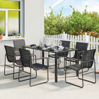 Outsunny - Ensemble de salle à manger d’extérieur 7 pièces - table de patio et chaises pour 6 - noir-S’allonge complètement à plat pour bronzer et se détendre