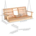 Outsunny - balançoire de porche 2 à 3 places avec table pliante-Fabriqué en bois massif pour plus de stabilité 