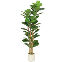 HOMCOM - Arbre artificiel figuier à feuilles de violon 5 pi pour décoration intérieure - vert-Doté de feuilles en PEVA au toucher réaliste et de troncs en bois massif pour un aspect ultra-réaliste 