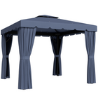 Outsunny - Tonnelle d’extérieur pour terrasse 10 pi l x 10 pi L avec parois latérales - bleu foncé-Tonnelle extérieure 10' x 10' avec toit en toile et un sommet de 9 pieds de hauteur