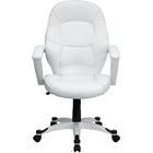 Flash Furniture - Fauteuil de direction mi-dossier, accoudoirs fixes, blanc-Bouton de réglage de la tension d'inclinaison