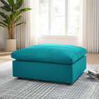 Modway - Commix Duvet Rempli Trop Rempli Ottoman - Sarcelle-Tissu polyester avec texture en lin