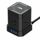 Uncaged Ergonomics - Multiprise sans fil CUBE 4AC - Chargement sans fil - Protection contre les surtensions - Câble de 10 pieds - Noir-3 ports USB-A (2,4 A)