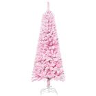 HOMCOM - Snow Flocked Pencil Artificial Christmas Tree with Steel Base Pink-5 pi de haut, luxuriant avec une forme de pin qui donne un aspect sain et naturel 