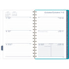 Mead - Agenda hebdomadaire/mensuel arche sarcelle 2025 - 8-1/2 po H x 5 1/2 po l - Sarcelle - Bilingue-Une semaine sur deux pages comprenant un espace de planification pour chaque jour afin de noter des rappels, ainsi qu'un calendrier de référence du mois actuel et futur 