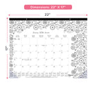 Blueline - 2026 Calendrier sous-main mensuel à colorier DoodlePlan - 22 po x 17 po - Bilingue-De jolis dessins à colorier chaque mois.