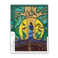 Oscardo - Casse-tête Strong Earth Woman de Leah Dorion avec motif artistique autochtone - 1000 pièces-Casse-tête de 1000 pièces mettant en vedette l’art autochtone – mettant en valeur des designs authentiques d’artistes des Premières Nations, des Inuits et des Métis de partout au Canada