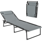 Outsunny - Chaise longue pliante - chaise longue avec appui-tête - gris clair-Inclinaison complète avec 4 positions de dossier