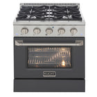 Kucht - 30 po Série KDF Cuisinière Pro Style au gaz naturel - Acier inoxydable/Gris ciment-Four à convection extra-large de 4,2 pi³ avec configuration à 5 grilles et grande fenêtre de four pour une visibilité accrue et une cuisson polyvalente