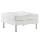 Modway - Loft Touffe Cuir végane Fauteuil et ensemble ottoman - Blanc argenté-Capsules de pied non marquées