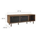Modway - Kurtis 67 po Meuble à disques TV et vinyle, Noyer-Portes coulissantes en maille métallique