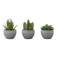 Monarch Specialties - Plante Artificielle - 6 po H - Succulent - Mis En Pot - Ensemble De 3 - Plantes Vertes - Pots Ciment Gris-Ajoutez une touche de verdure à votre maison ou à votre bureau avec ce lot de 3 plantes succulentes artificielles qui mesurent jusqu'à 6 pouces de haut