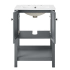 Modway - Steam 24" Vanette de salle de bain - Gris blanc-Trous de robinet centraux 8"