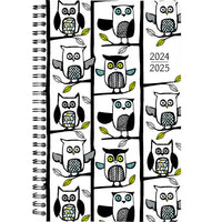 Staples - Agenda scolaire hebdomadaire/mensuel hiboux 2024-2025 - 5 1/2 po x 8 1/2 po - noir/blanc - bilingue-14 mois : juillet 2024 - août 2025