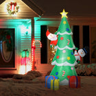 HOMCOM - Arbre de Noël gonflable de 7FT LED Décoration extérieure Père Noël - Vert-Gonfler automatiquement après la mise sous tension pour une configuration facile 