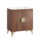 Modway - Daylight 30" Vanette de salle de bain - Noyer blanc-Armoire de toilette moderne pour salle de bain