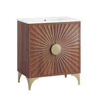 Modway - Daylight 30" Vanette de salle de bain - Noyer blanc-Armoire de toilette moderne pour salle de bain