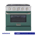 Kucht - 30 po Série KDF Cuisinière Pro Style au gaz propane - Acier inoxydable/Vert-Éléments de cuisson doubles offrant une performance puissante : 3 000 watts (base) et 850 watts (haut), avec un gril de 3 500 watts pour une chaleur intense