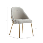Manhattan Comfort - Lot de 2 chaises de salle à manger modernes Gracie 61,5 cm en similicuir, coloris pierre et or-Revêtu d’un similicuir luxueux avec des coutures raffinées