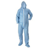 Lakeland – Combinaison avec capuchon et chaussons Pyrolon Plus 2, petit, bleu, 10/paquet (07414B-S)-Matériau : Pyrolon