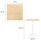Modway - Lippa 28 po Carré Bois Bar Table, Blanc Naturel-Placage en grain de bois et plateau de table en MDF