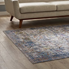 Modway - Minu Treillis floral vieilli Tapis 4 pi l x 6 pi L - Bleu clair, jaune et orange-Dessous en caoutchouc rainuré de préhension 