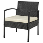 Manhattan Comfort - Ensemble de conversation moderne Noli pour patio, 4 personnes, avec table basse - noir et crème - ensemble de 4-23,23 po L x 41,73 po l x 27,95 po H