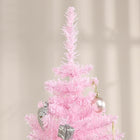 HOMCOM - Sapin de Noël artificiel 6' mince - décoration de fête - rose-Couleur : rose 