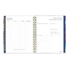 Blueline - 2026 Agenda hebdomadaire/mensuel Midnight Floral avec Reliure spirale double - 11 po x 8-1/2 po - Trilingue-Pochette de rangement 