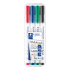 Staedtler® – Marqueurs à effacement sec Lumocolor, pointe moyenne, couleurs variées, paq./4-L'encre s'efface à sec sans laisser de trace sur les tableaux à marqueurs et les surfaces en verre et en porcelaine