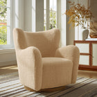 Modway - Montrose Ailier Sherpa Chaise pivotante d’accent - Noyer d’ivoire-Base en bois de brosse métallique