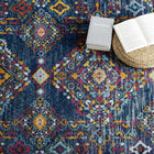 Modway - Entourage Réseau floral vieilli de Khalida Tapis de comédie 8 pi l x 10 pi L - Bleu Orange Jaune Rouge-Protégez les planchers contre le passage des piétons / du mobilier