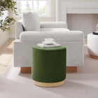 Modway - Tilden Velours rond de performance de 16" Rembourré Ottoman - Moss Green Natural-Socle en caoutchouc