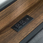 HOMCOM - Cadre de lit taille standard avec tête de lit de rangement et chargeur - noyer-12 lattes en acier et 5 pieds renforcent la stabilité et la durabilité 