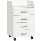 HOMCOM - Armoire de classement mobile verticale à 4 tiroirs avec roulettes verrouillables - blanc-Panneau blanc épuré avec poignée en aluminium pour un look moderne 
