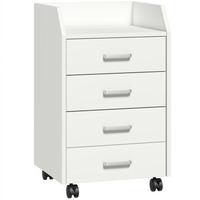 HOMCOM - Armoire de classement mobile verticale à 4 tiroirs avec roulettes verrouillables - blanc-Panneau blanc épuré avec poignée en aluminium pour un look moderne 