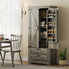 HOMCOM - Armoire de cuisine garde-manger 64 po avec portes et tiroirs - gris-Armoire à quatre niveaux et deux tiroirs pour maximiser les possibilités de rangement 