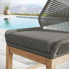Modway - Wellspring Terrasse extérieure Teck et corde Tabouret de comptoir - Graphite gris-Base en bois de teck
