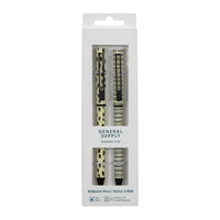 General Supply Goods + Co - Stylos-Bille Torsadés - Rayures Noires - Paquet de 2-Stylos à bille à torsion avec encre bleue