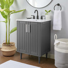 Modway - Augusta 24" Vanette de salle de bain - Gris blanc-Bassin d’évier en céramique intégré