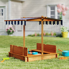 Outsunny - Bac à sable carré couvert pour enfants avec couvercle et auvent réglable - 106 x 106 cm - Rouge-Abaisser complètement le toit pour créer un couvercle 